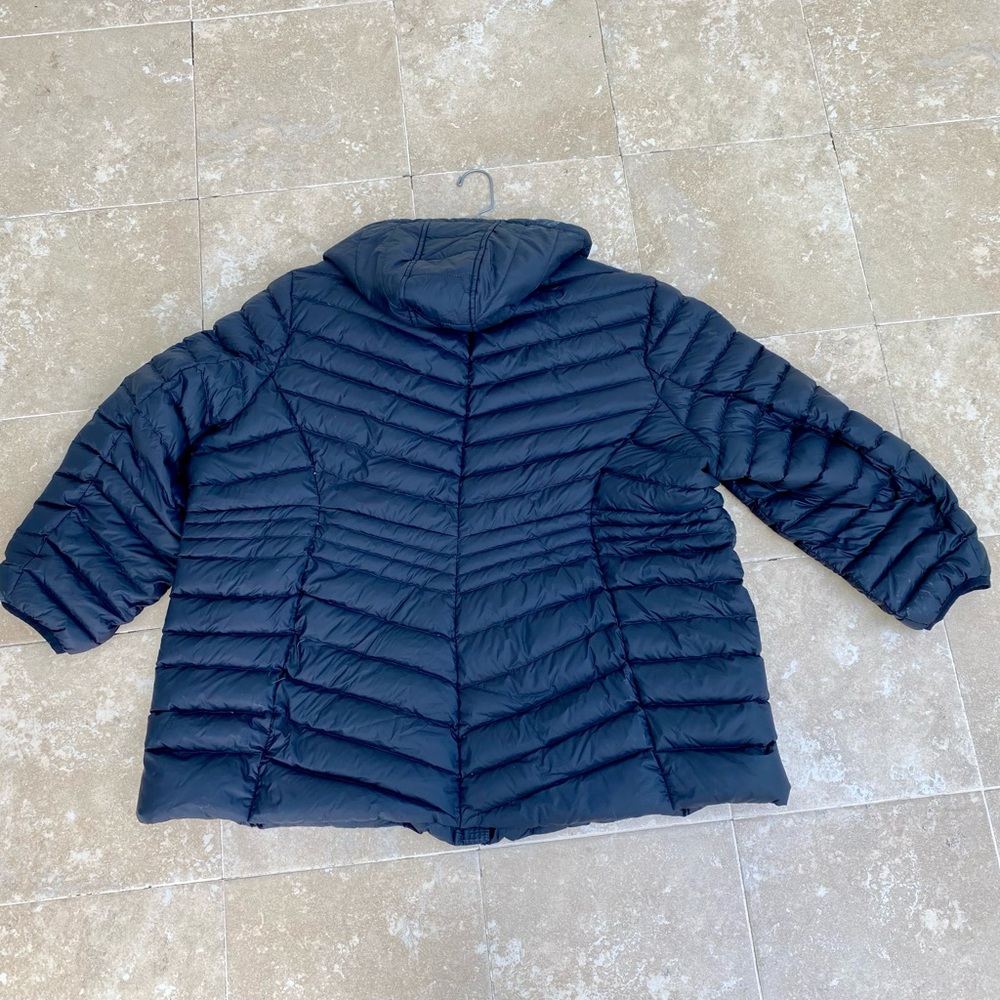 Lands End Wanderweight Down Puffer Jacket Womens 3X Black Hooded Packable - Picture 3 of 16